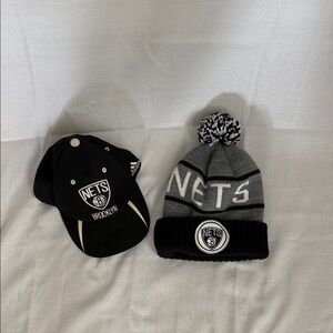 Mitchell & Ness Men’s Nets Black Cap and Gray Beanie Set